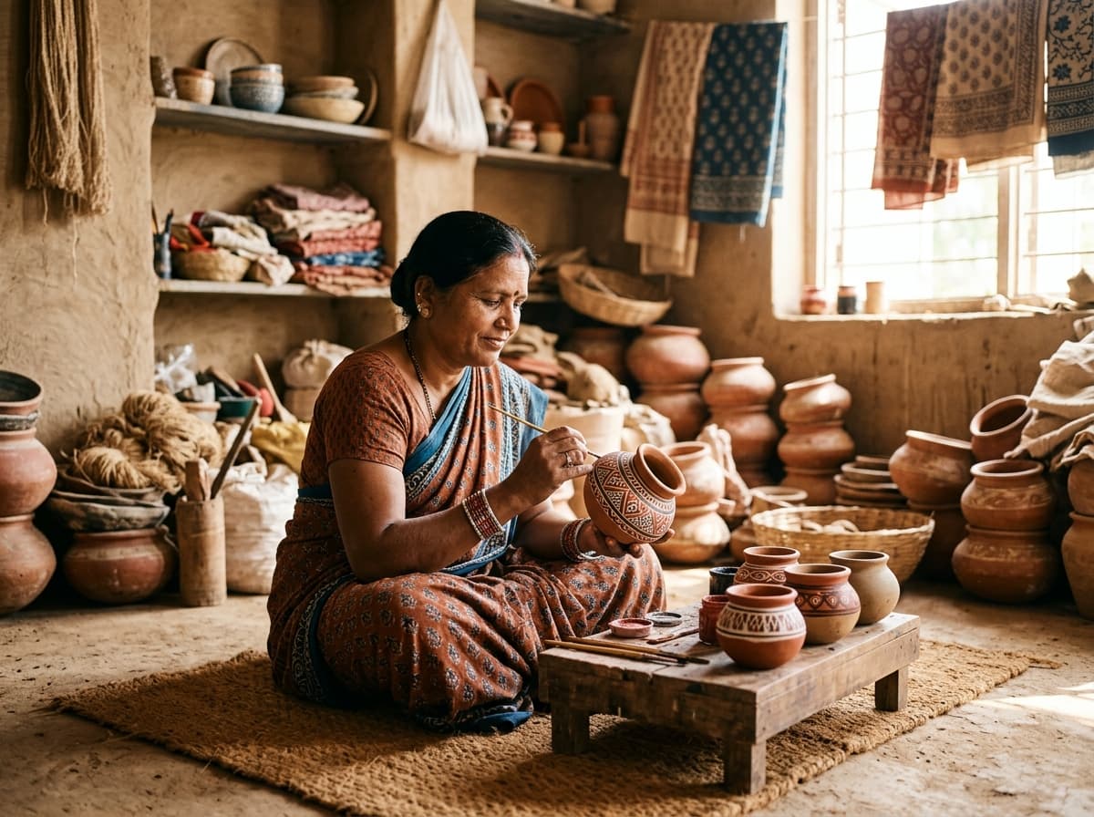 Artisan handcrafting authentic pottery